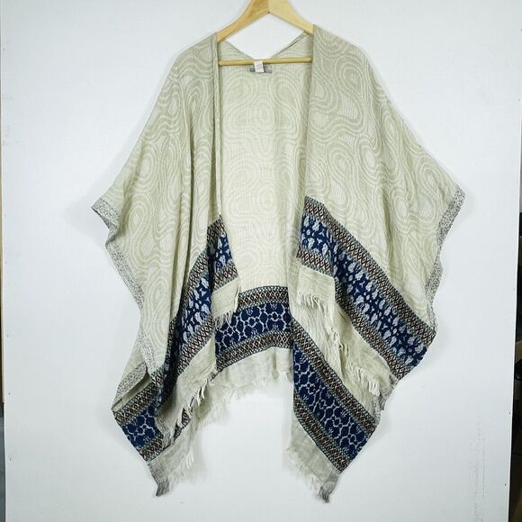 World Market Natural Tan Loose Weave Shawl Top Light Sweater Womens One Size - Picture 1 of 7